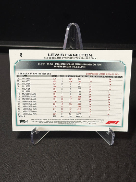 Lewis Hamilton Topps Chrome F1 2022 "Base #8"