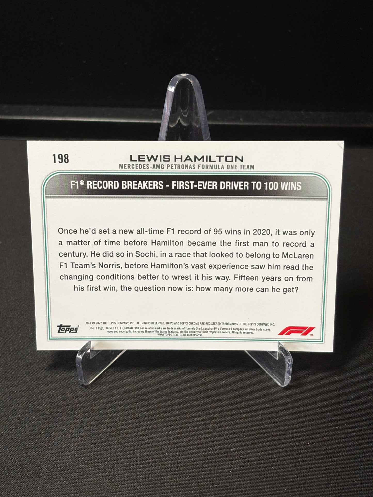 Lewis Hamilton Topps Chrome F1 2022 "Award Winners #198"
