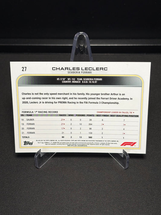 Charles Leclerc Topps Chrome F1 2022 "Base #27"