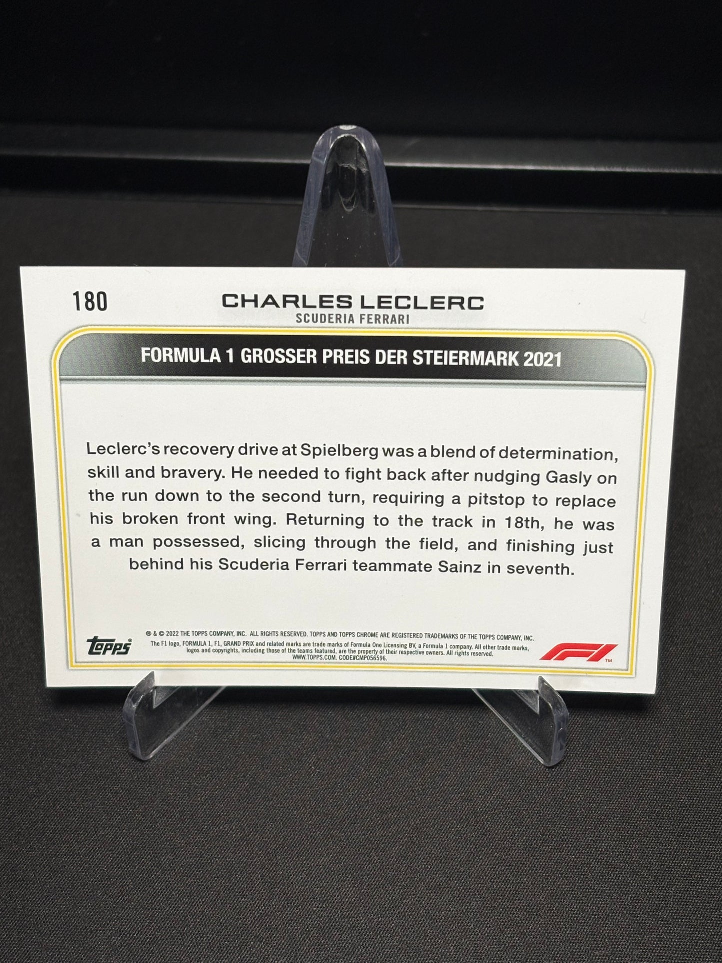 Charles Leclerc Topps Chrome F1 2022 "Driver of the Day #180"