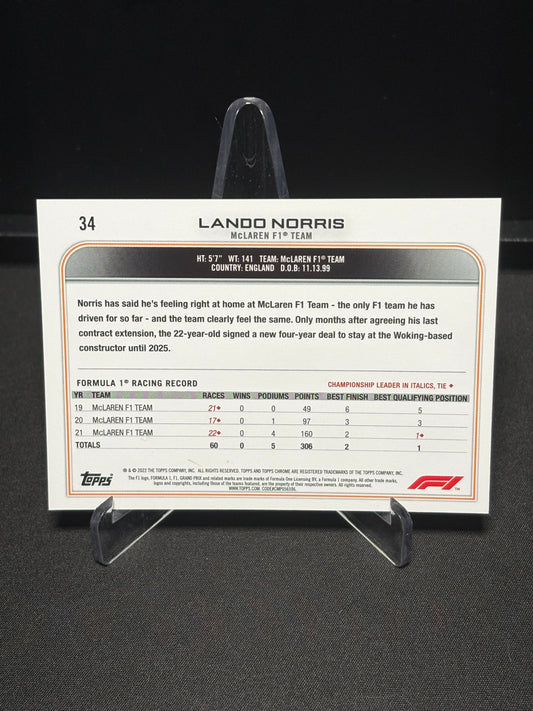 Lando Norris Topps Chrome F1 2022 "Base #34"