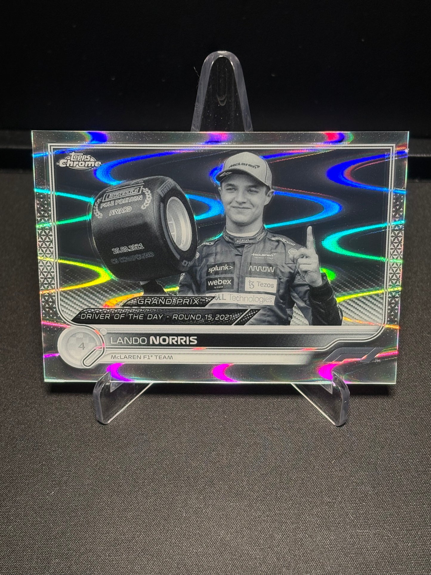 Lando Norris Topps Chrome F1 2022 "Ray Wave Driver of the Day #186"