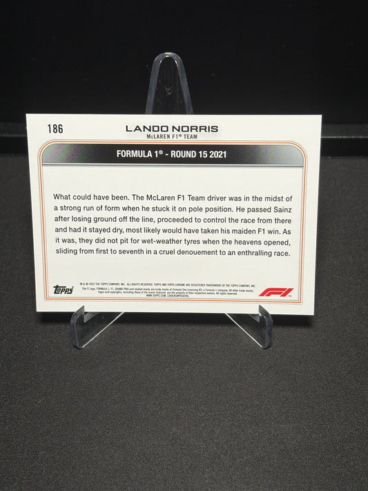 Lando Norris Topps Chrome F1 2022 "Ray Wave Driver of the Day #186"