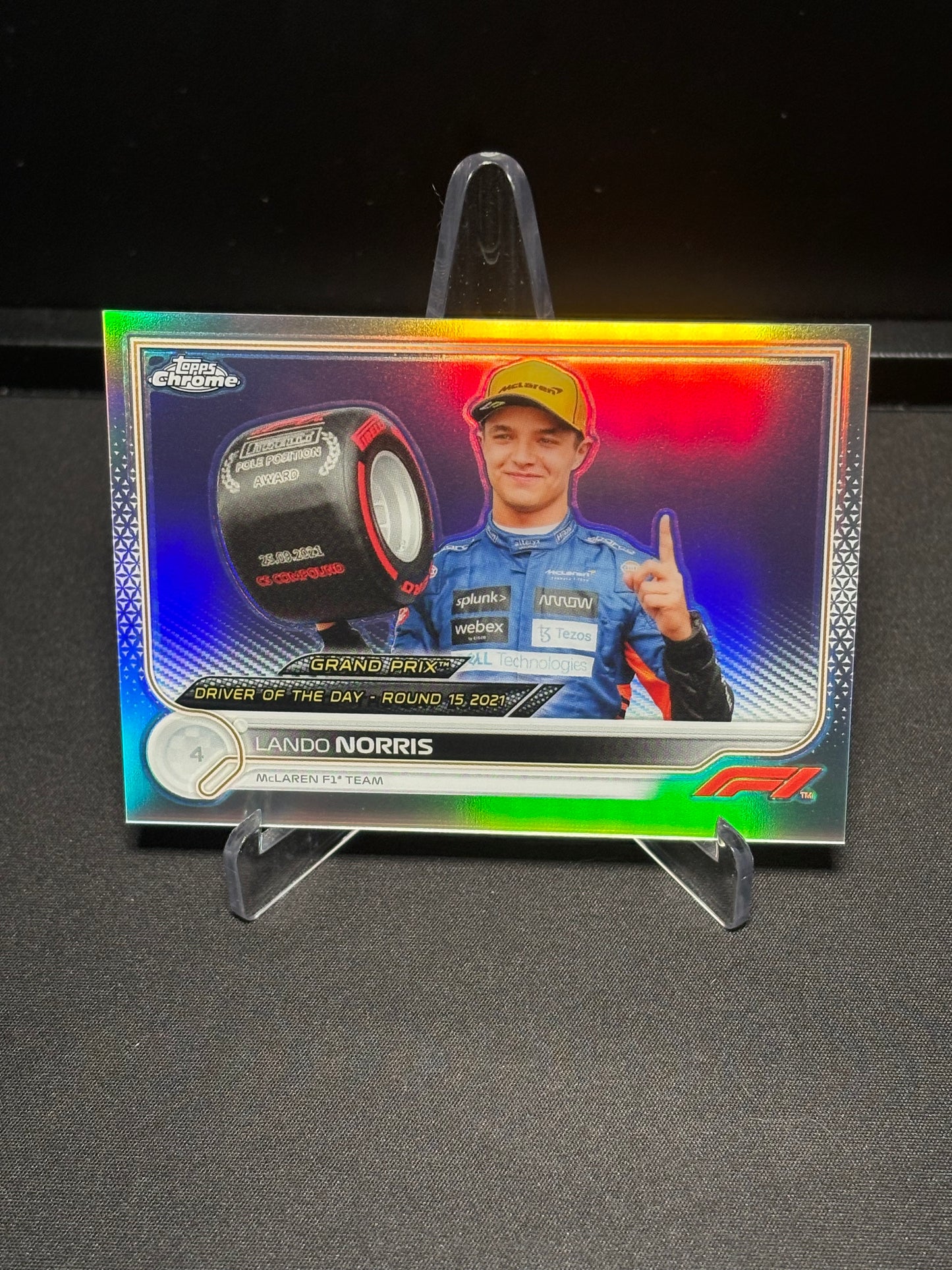 Lando Norris Topps Chrome F1 2022 "Refractor Driver of the Day #186"