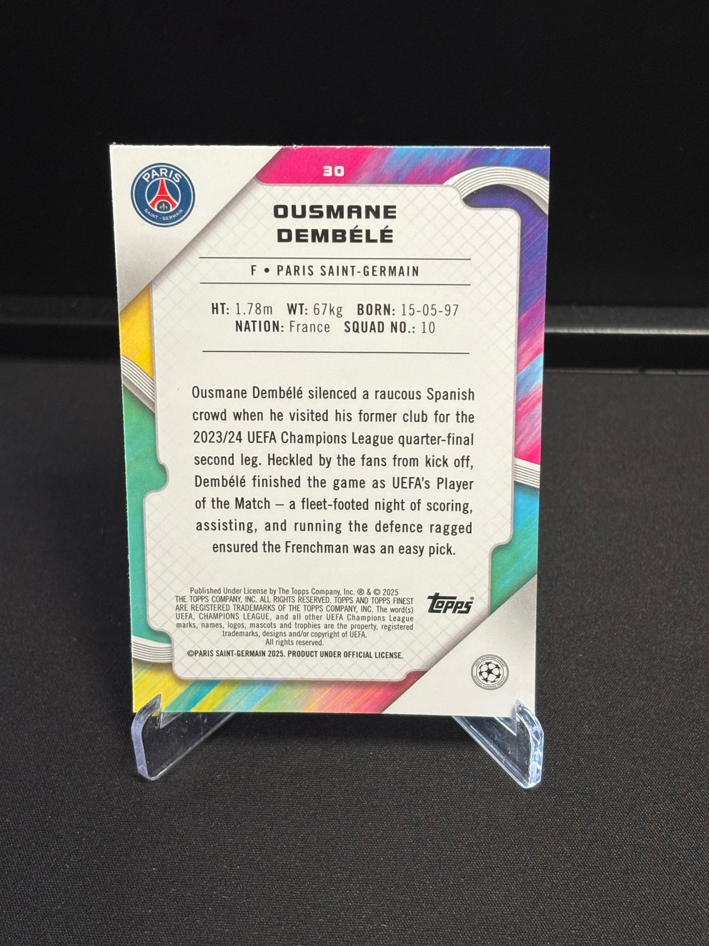 Ousmane Dembélé Topps Finest 2024-25 "Base" PSG