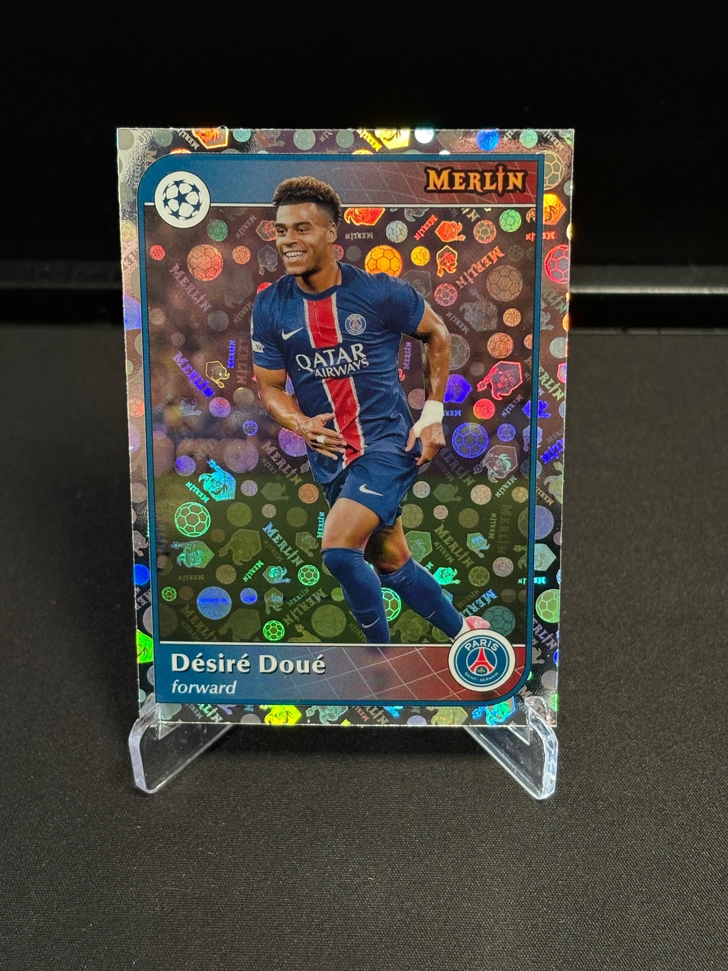 Désiré Doué Topps Merlin 2024 "Vintage Refractor" PSG