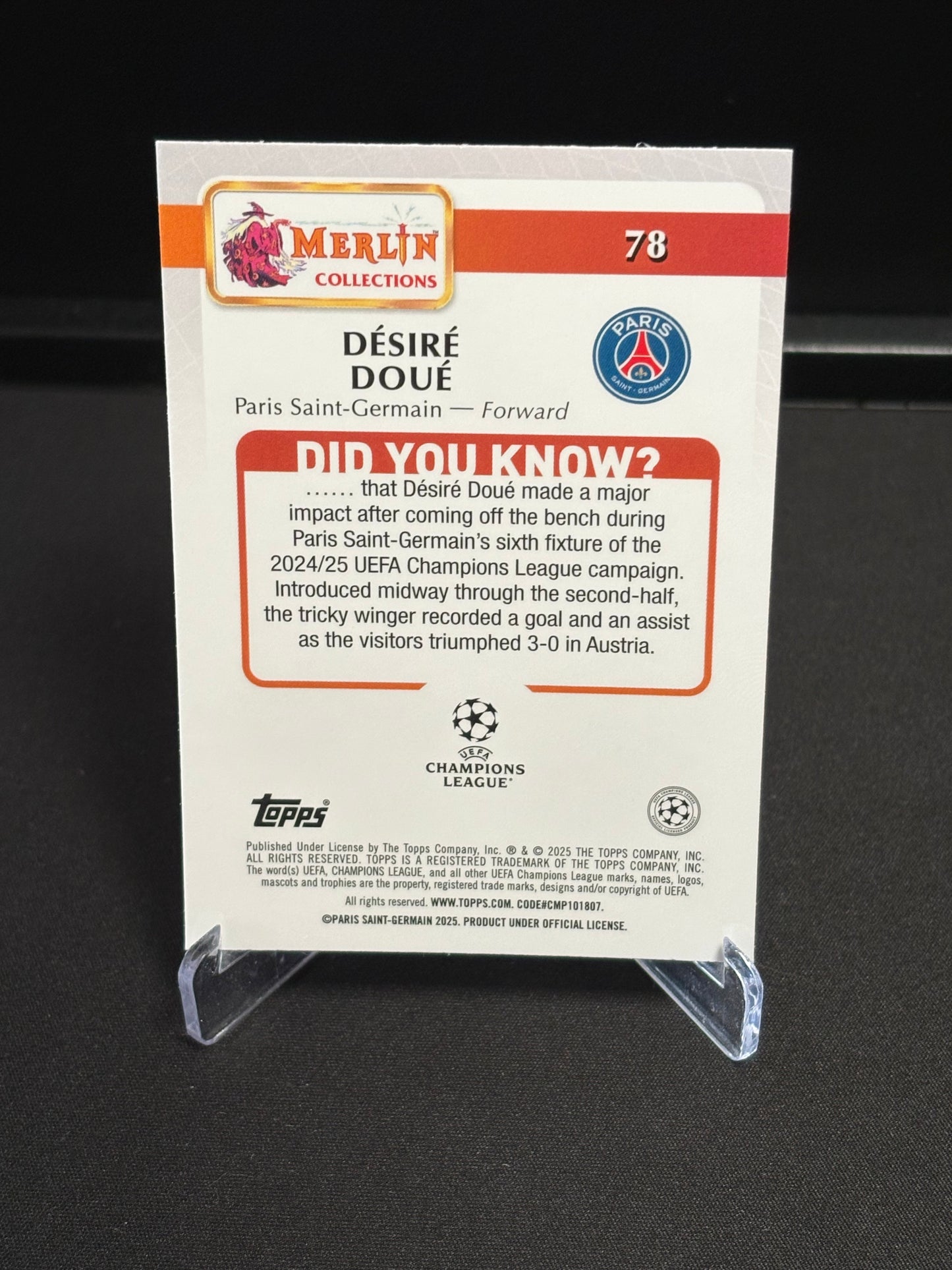 Désiré Doué Topps Merlin 2024 "Vintage Refractor" PSG