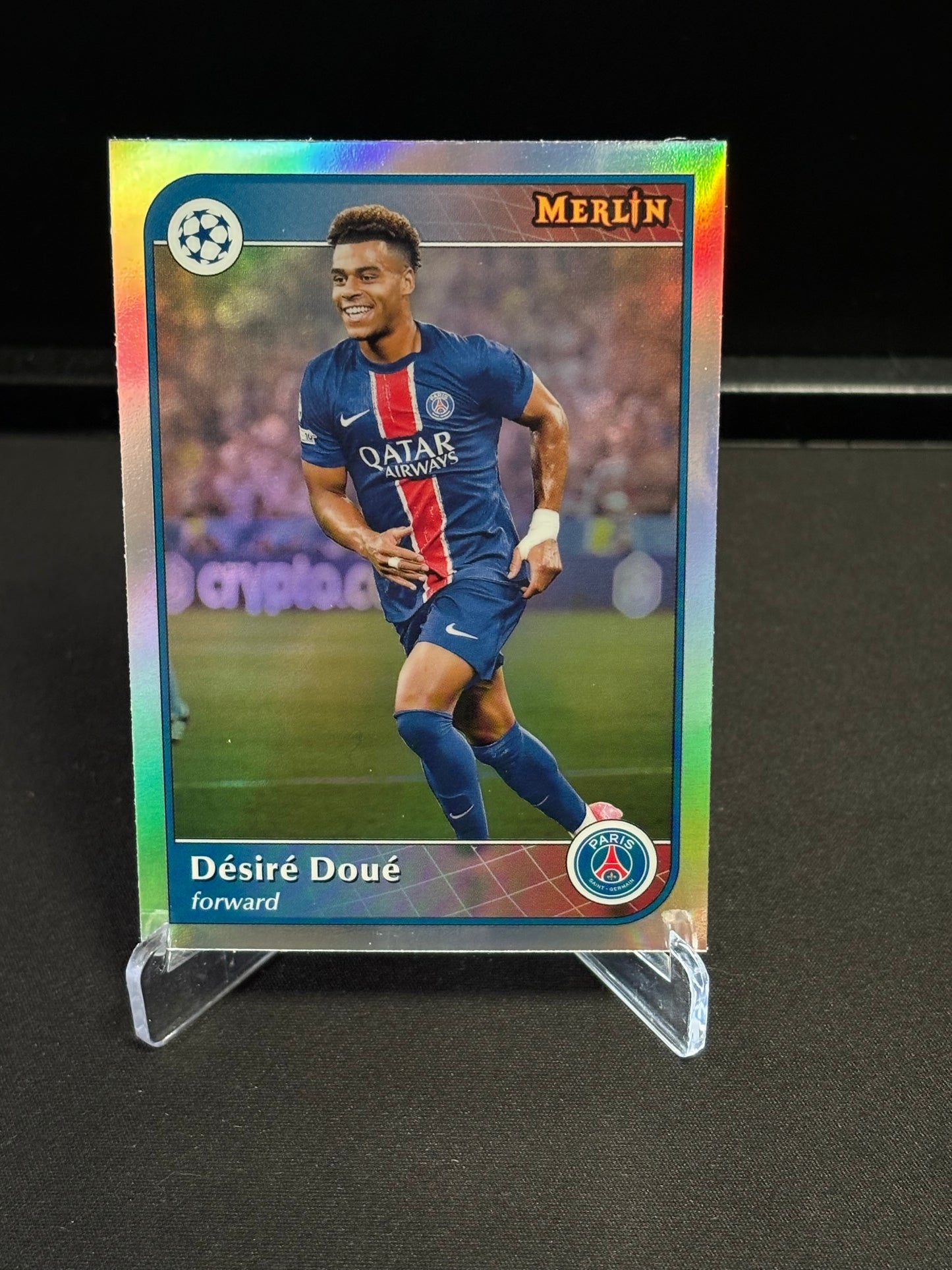 Désiré Doué Topps Merlin 2024 "Refractor" PSG