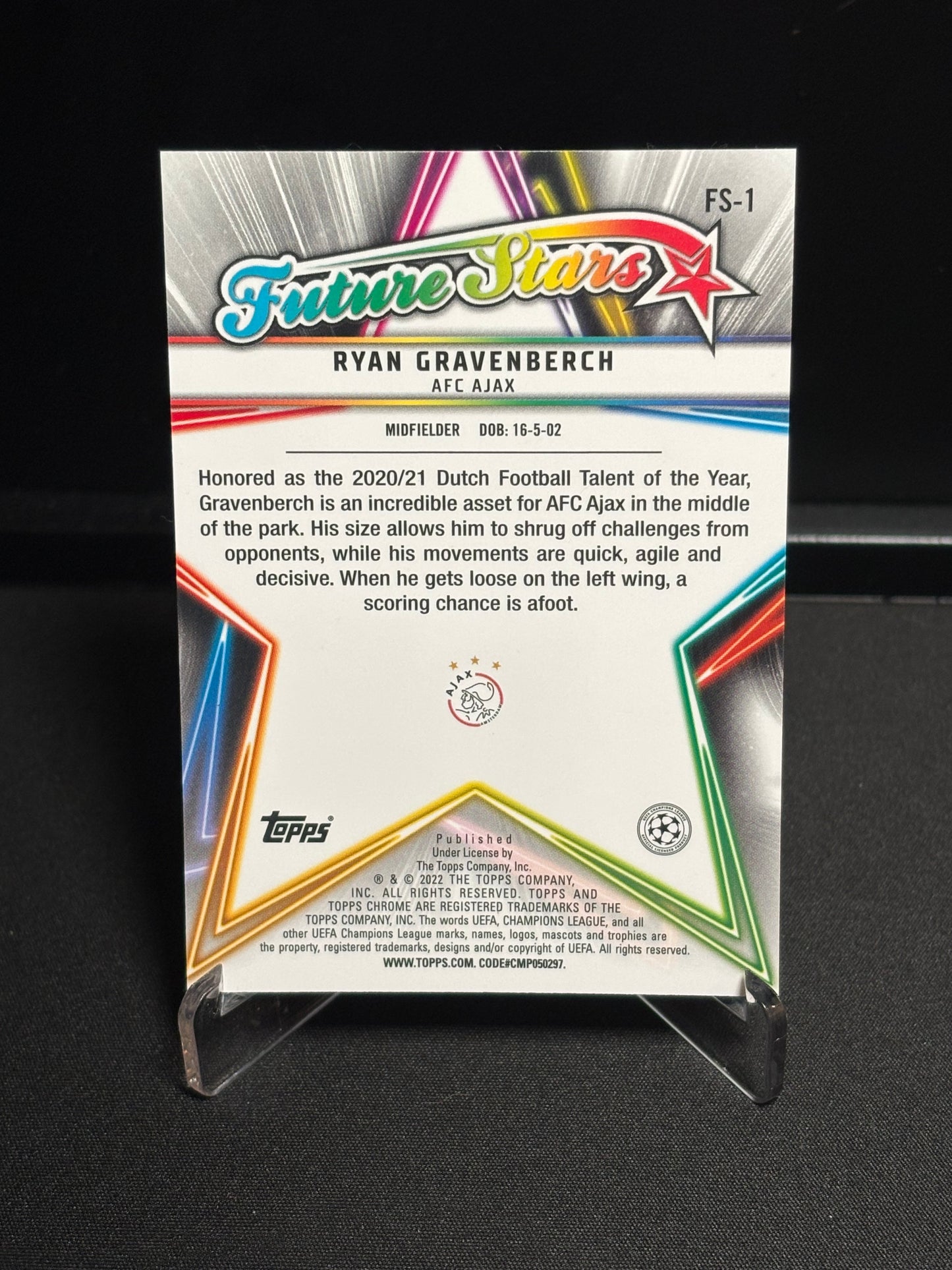 Ryan Gravenberch Topps Chrome 2021-22 "Future Stars" Ajax