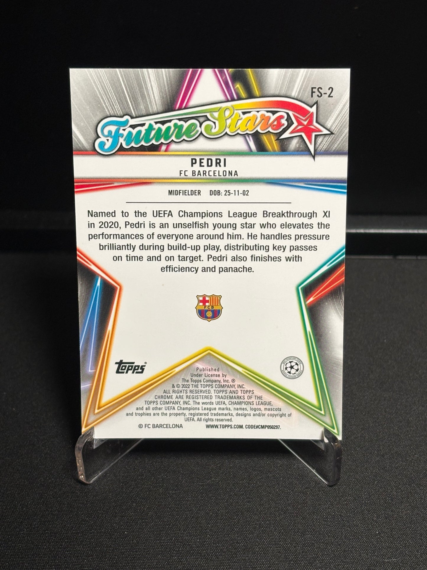 Pedri Topps Chrome 2021-22 "Future Stars" Barcelone