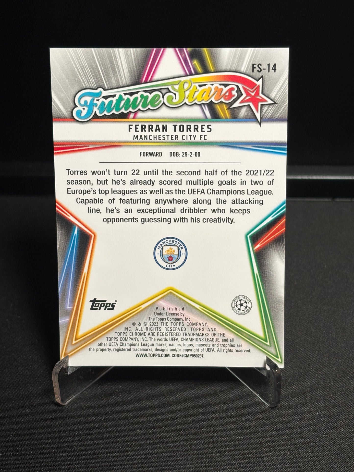 Ferran Torres Topps Chrome 2021-22 "Future Stars" Manchester City