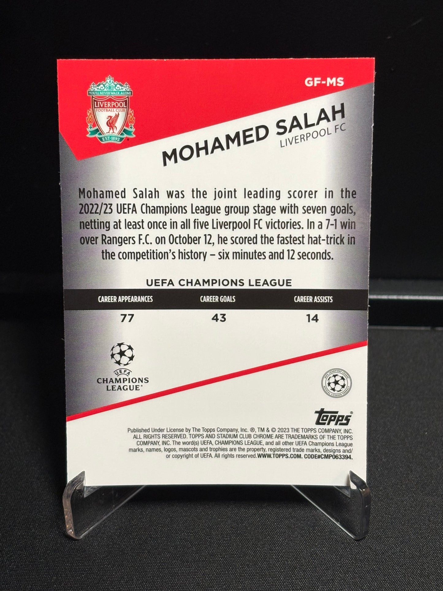 Mohamed Salah Topps Stadium Club 2022-23 "Goal Force" Liverpool