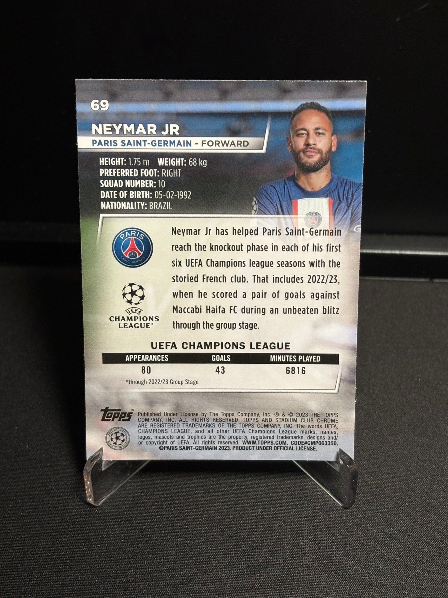 Neymar Jr Topps Stadium Club 2022-23 "Base" PSG