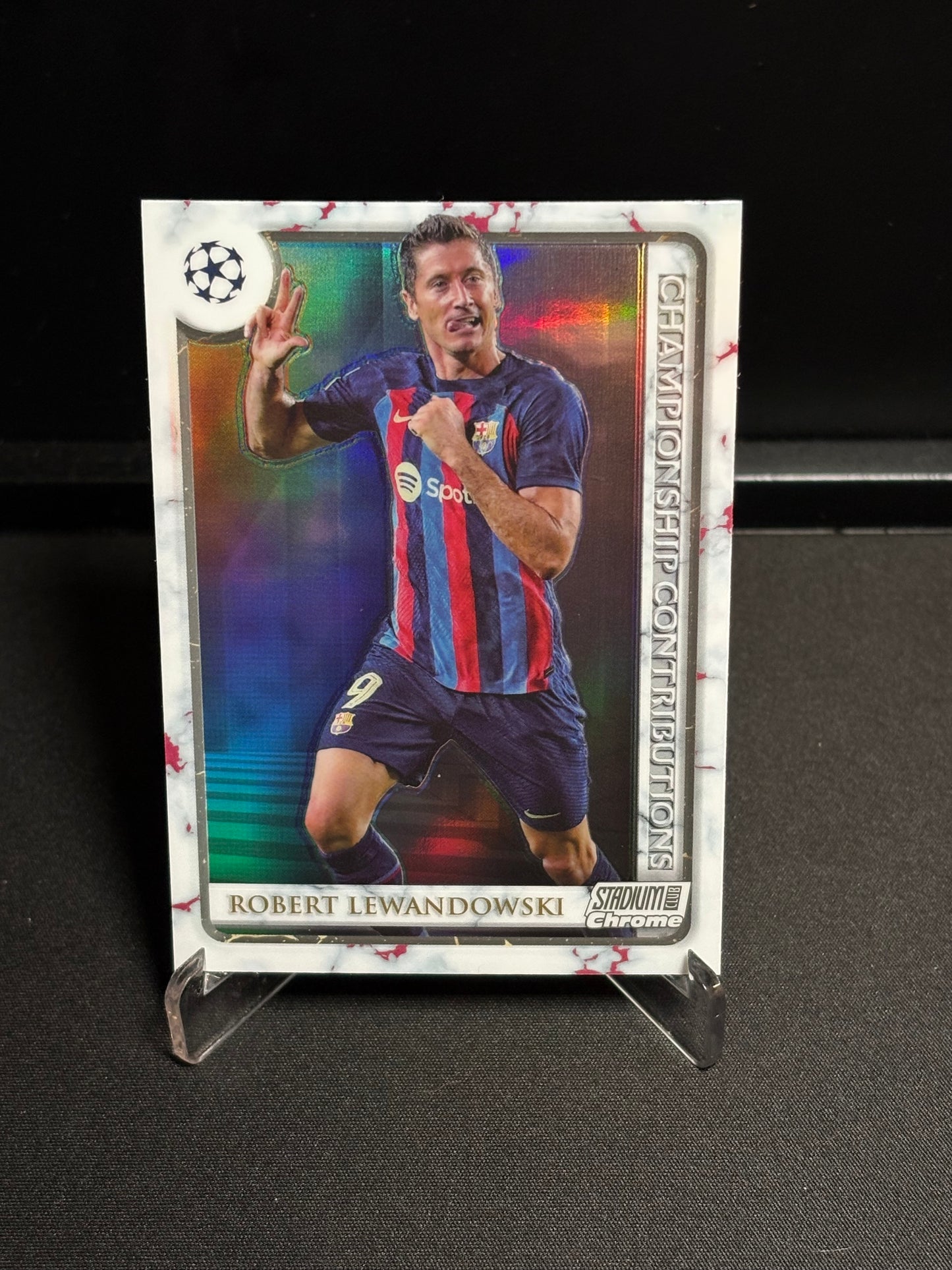 Robert Lewandowski Topps Stadium Club 2022-23 "Championship Contributions" Barcelone
