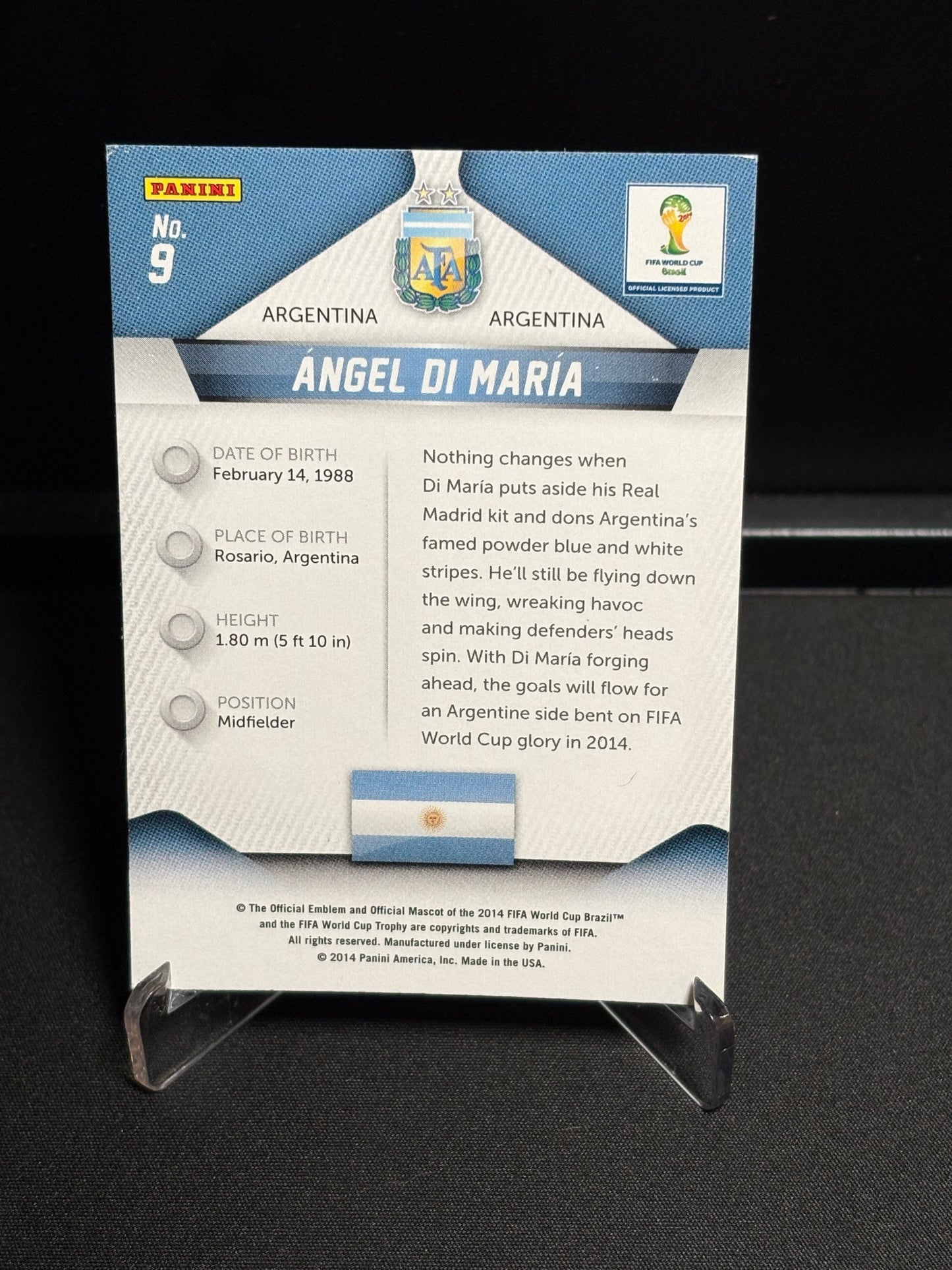 Angel Di Maria Panini Prizm World Cup 2014 "Base" Argentine