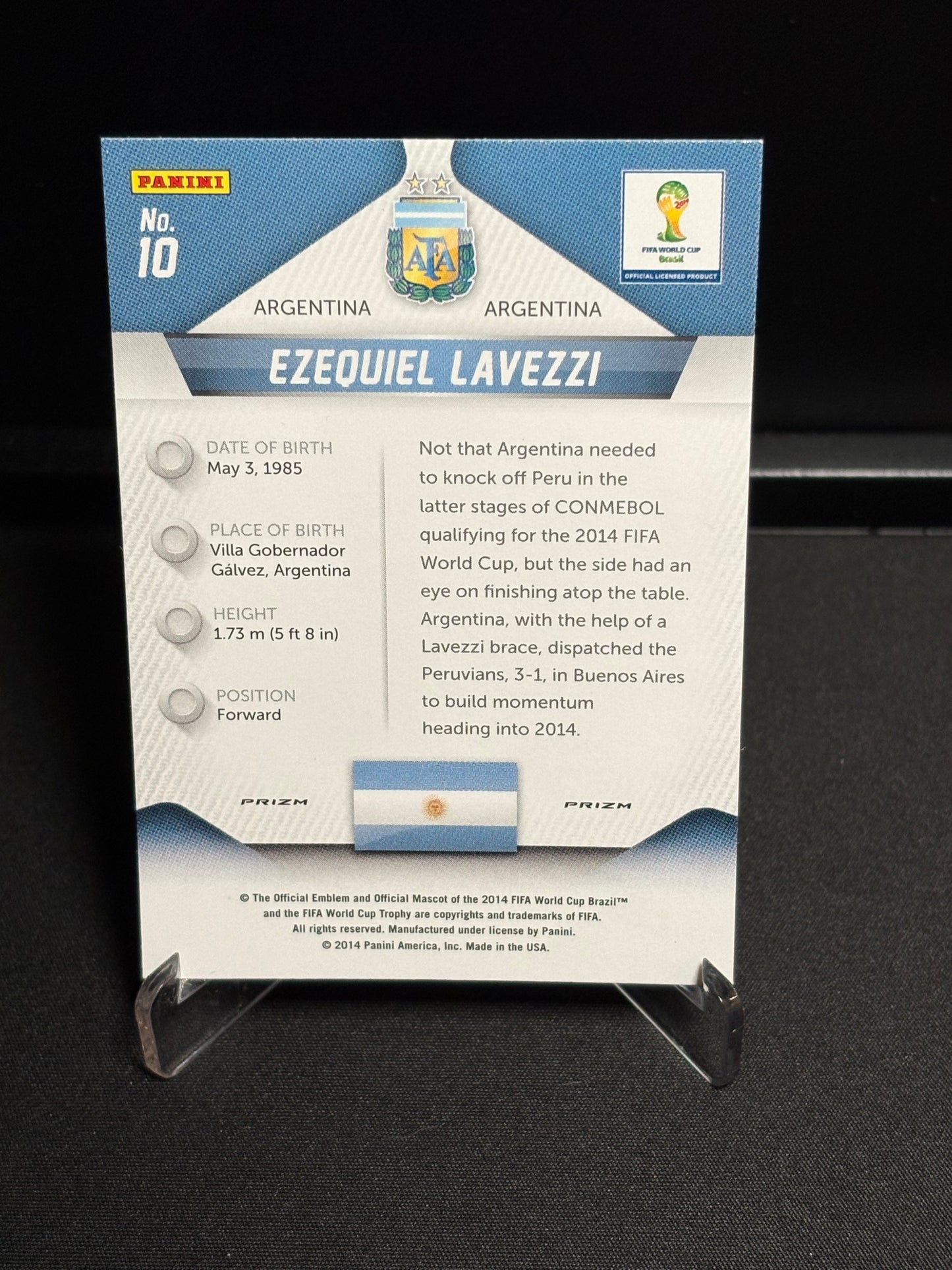 Ezequiel Lavezzi Panini Prizm World Cup 2014 "Blue Red White Wave" Argentine