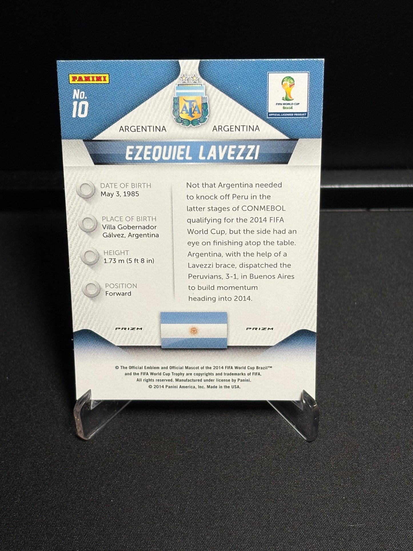 Ezequiel Lavezzi Panini Prizm World Cup 2014 "Blue Red White Power Plaid" Argentine