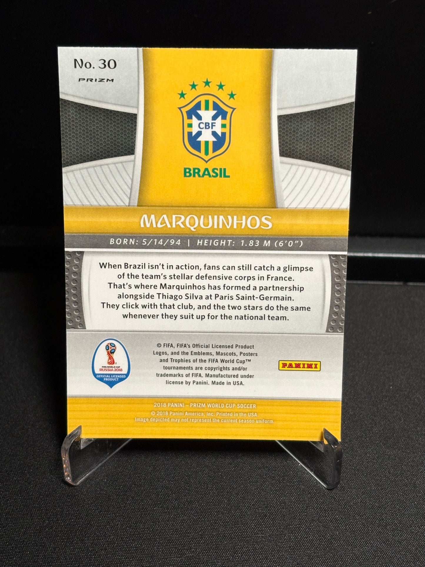 Marquinhos Panini Prizm World Cup 2018 "Prizm" Brésil