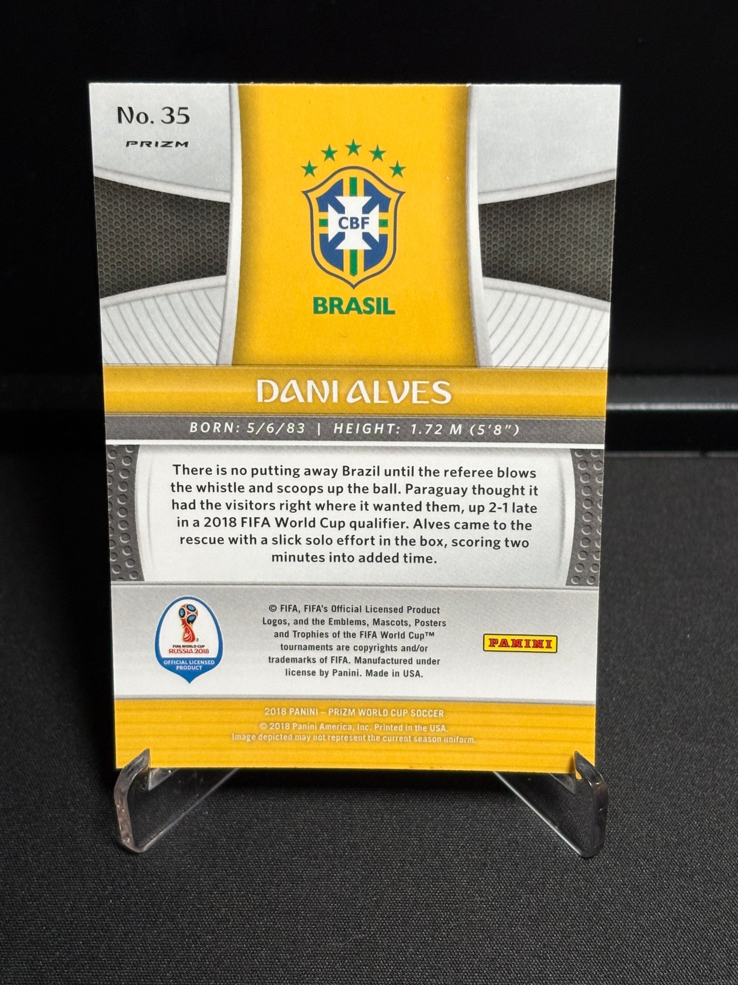 Dani Alves Panini Prizm World Cup 2018 "Lazer Prizm" Brésil