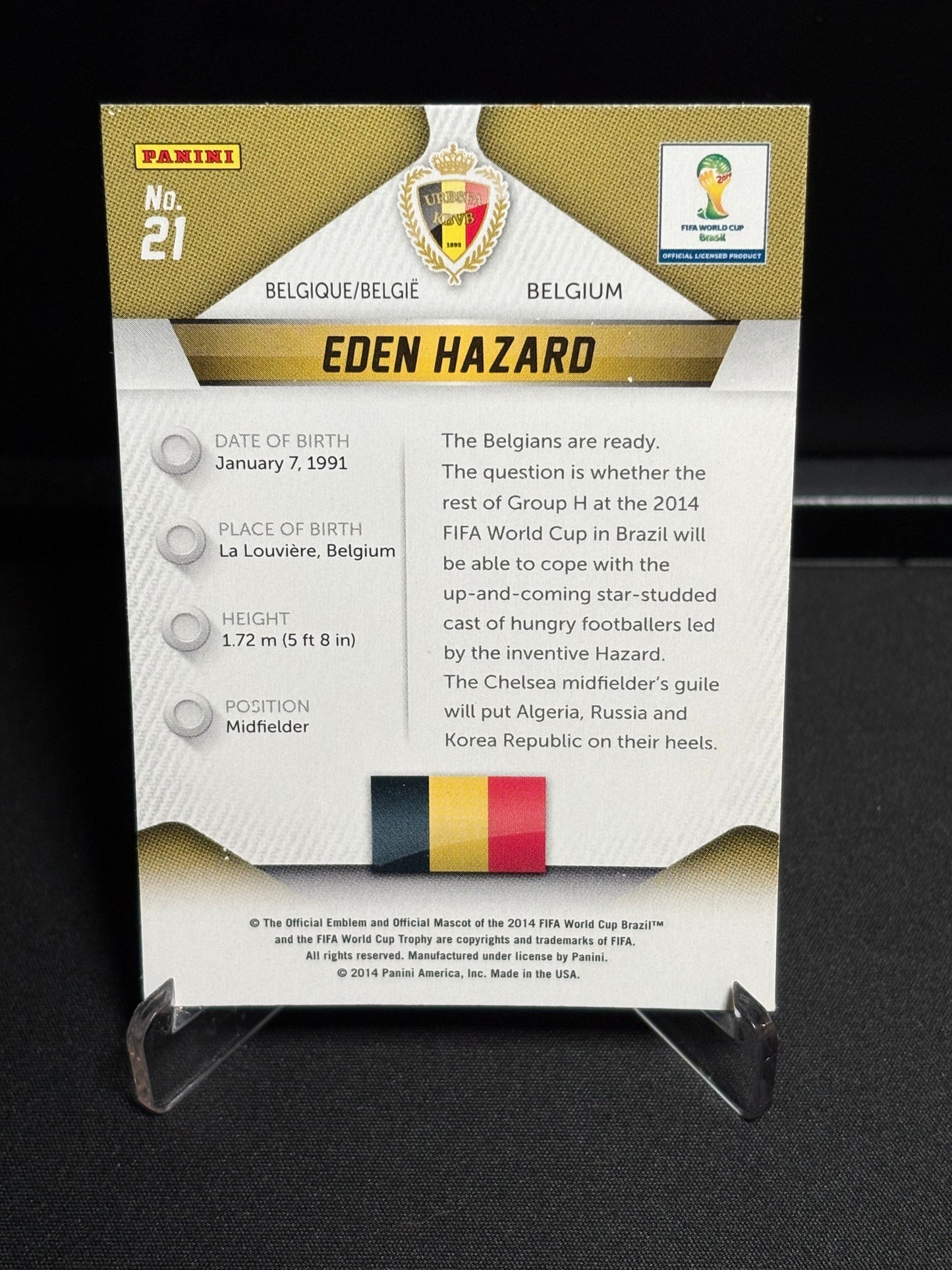 Eden Hazard Panini Prizm World Cup 2014 "Base" Belgique