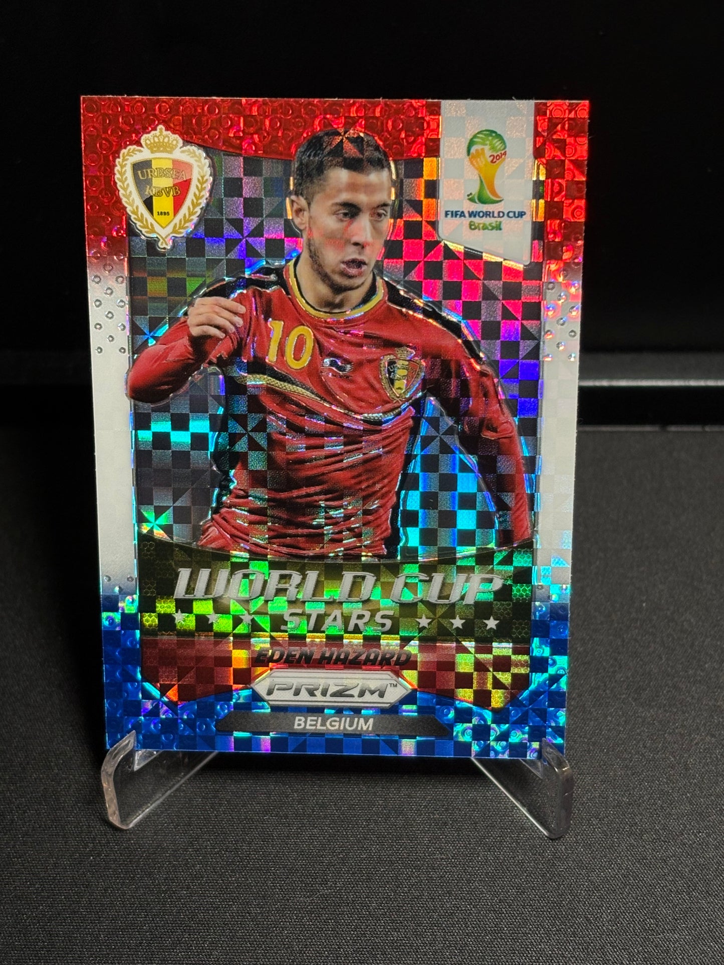 Eden Hazard Panini Prizm World Cup 2014 "World Cup Stars Blue White Red Power Plaid" Belgique