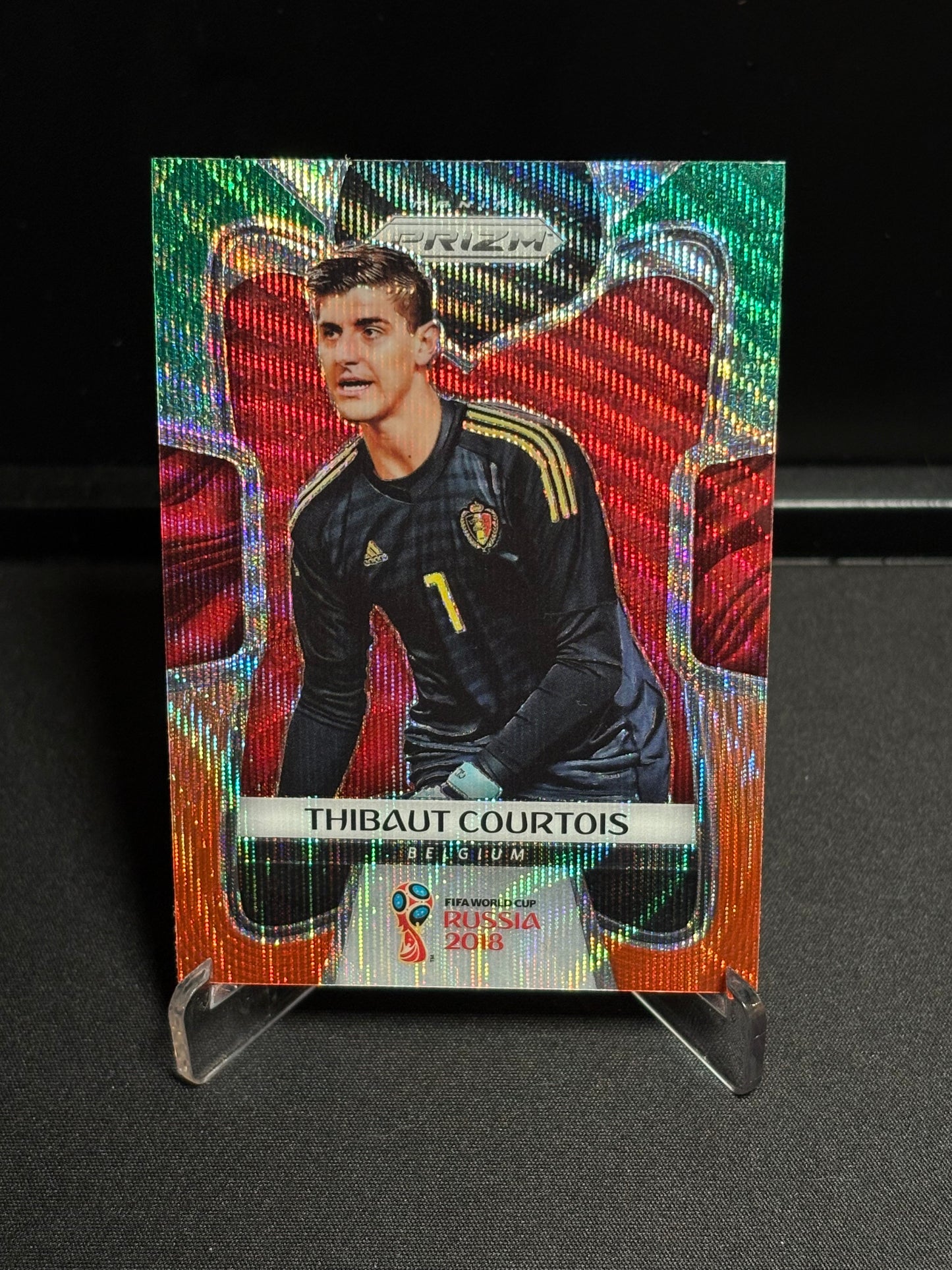 Thibaut Courtois Panini Prizm World Cup 2018 "Green Orange Wave" Belgique