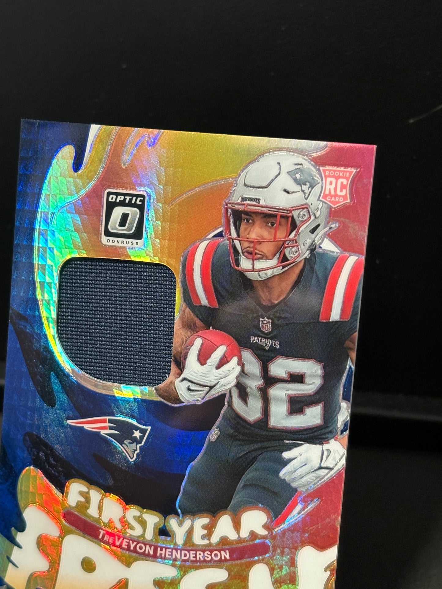 TreVeyon Henderson RC Panini Donrus Optic 2025 "First Year Fresh" New England Patriots