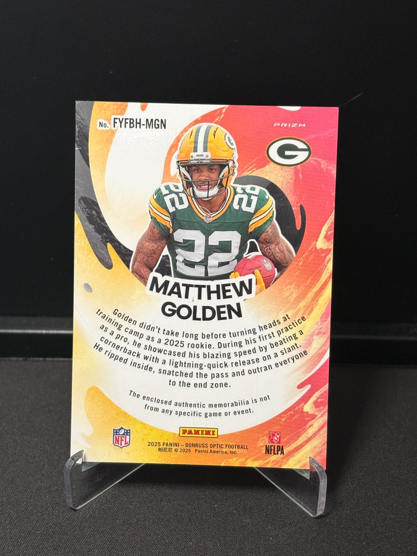 Matthew Golden RC Panini Donrus Optic 2025 "First Year Fresh" GreenBay Packers