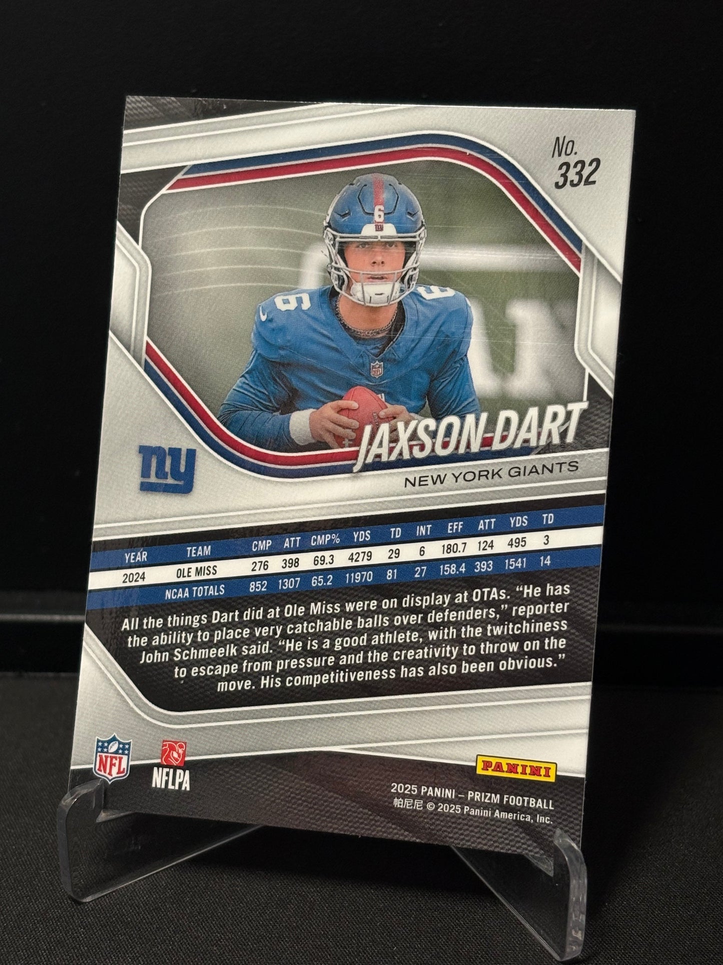 Jaxson Dart RC Panini Prizm 2025 "Base" N.Y Giants