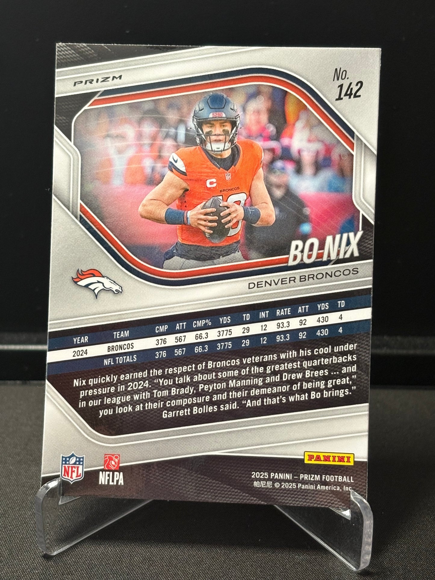Bo Nix Panini Prizm 2025 "Green Neon Pulsar" Denver Broncos