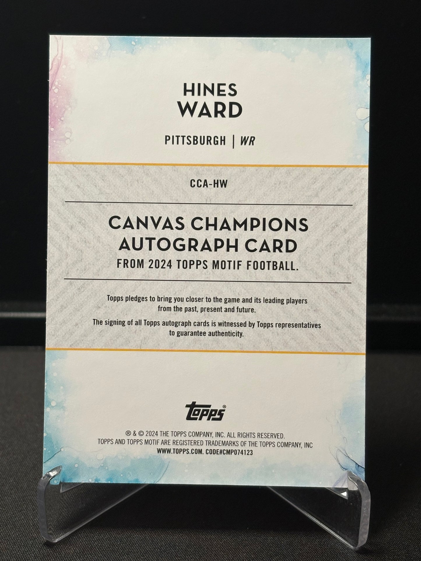 Hines Ward Topps Motif 2024 "Canvas Champions OnCard /5" Pittsburgh Steelers