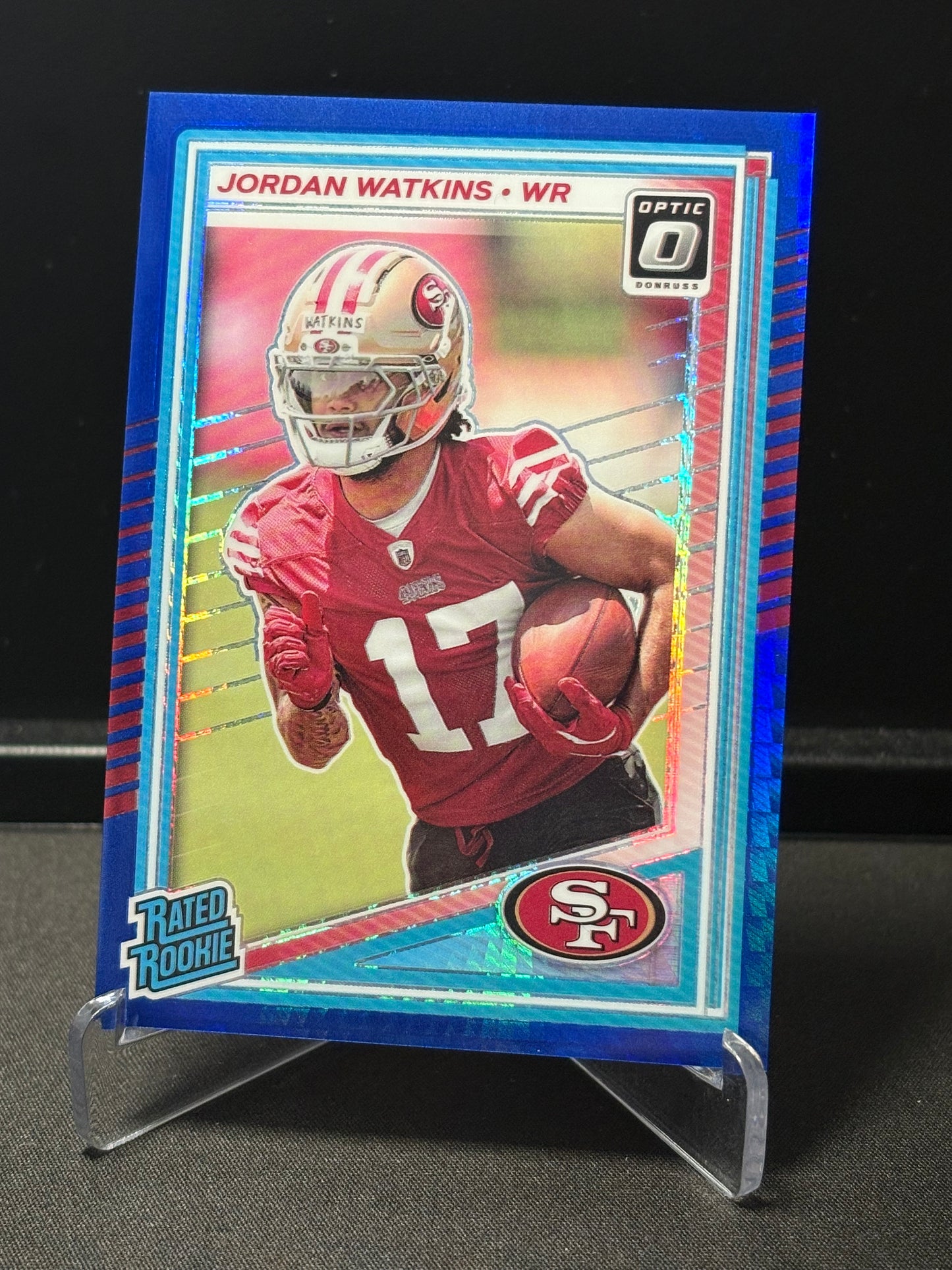 Jordan Watkins RC Donruss Optic 2025 "Blue Hyper" San Francisco 49ers