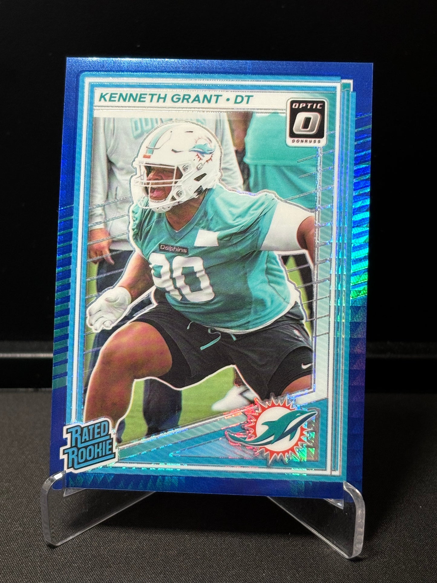 Kenneth Grant RC Donruss Optic 2025 "Blue Hyper" Miami Dolphins
