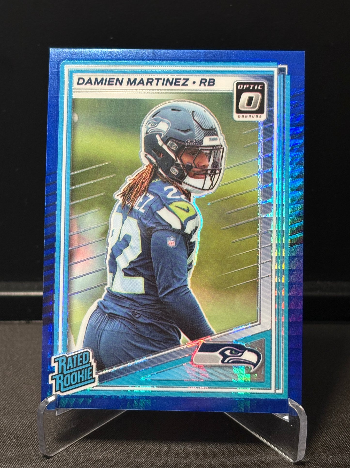 Damien Martinez RC Donruss Optic 2025 "Blue Hyper" Seattle Seahawks