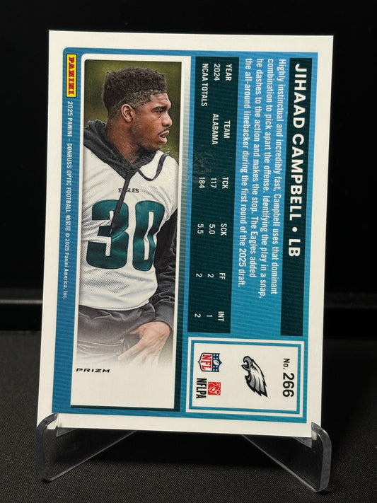 Jihaad Campbell RC Donruss Optic 2025 "Blue Hyper" Philadelphia Eagles