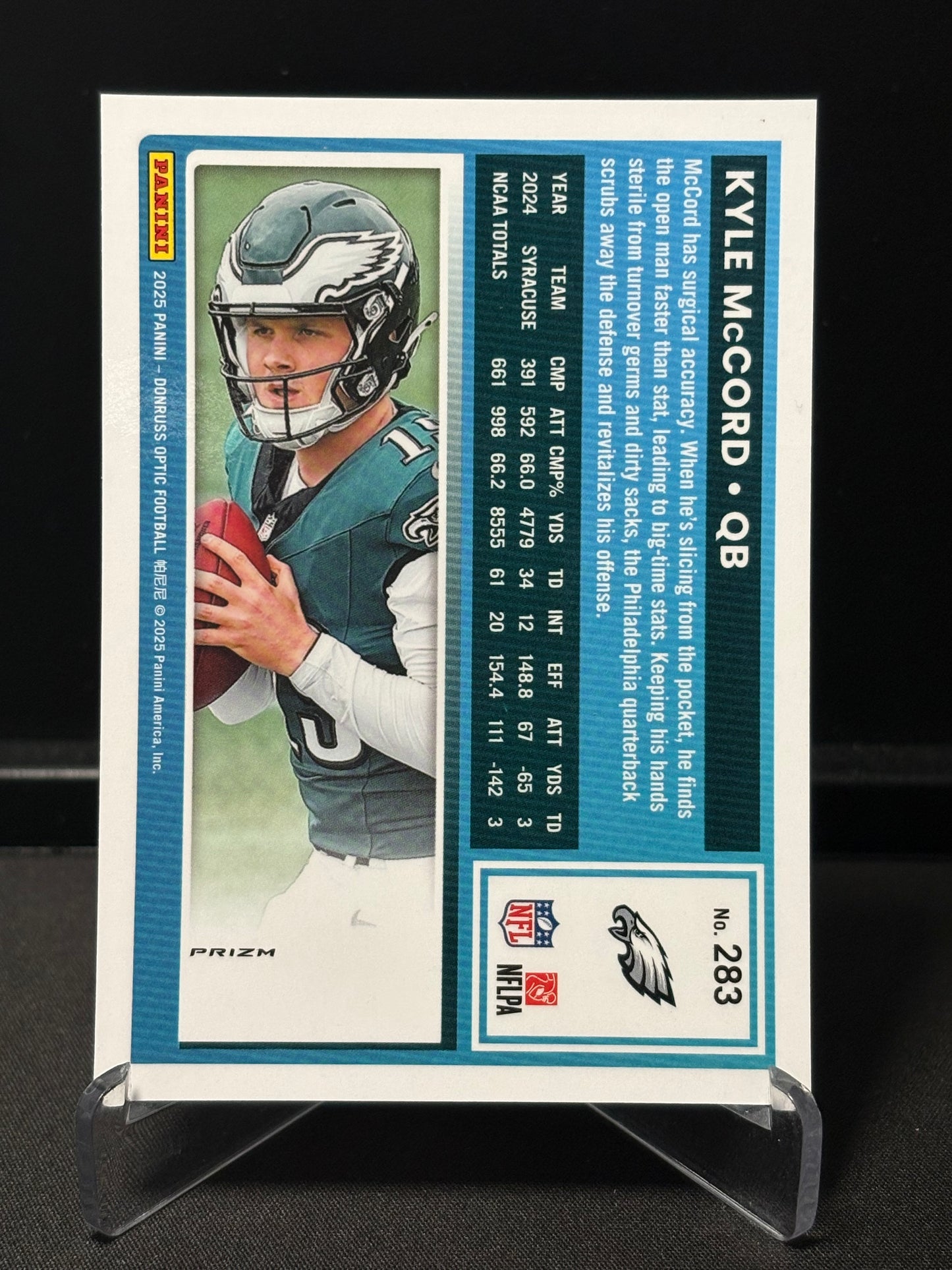 Kyle McCord RC Donruss Optic 2025 "Blue Hyper" Philadelphia Eagles