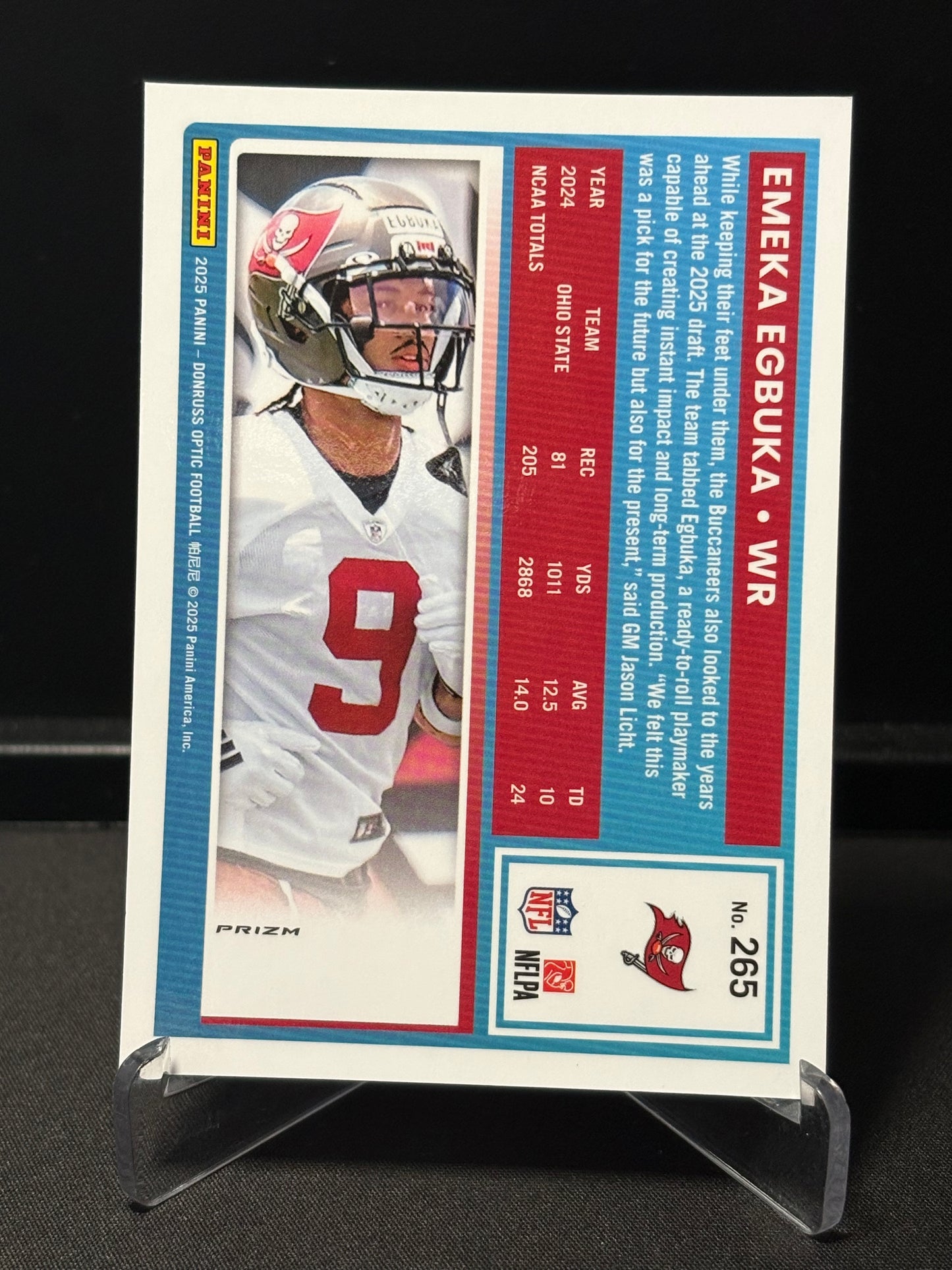 Emeka Egbuka RC Donruss Optic 2025 "Blue Hyper" Tampa Bay Buccaneers