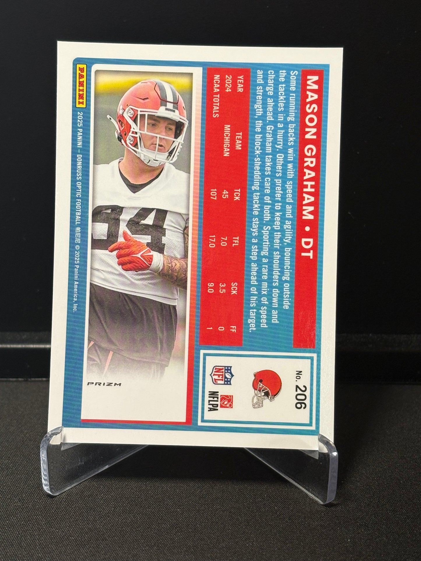 Mason Graham RC Donruss Optic 2025 "Blue Hyper" Cleveland Browns