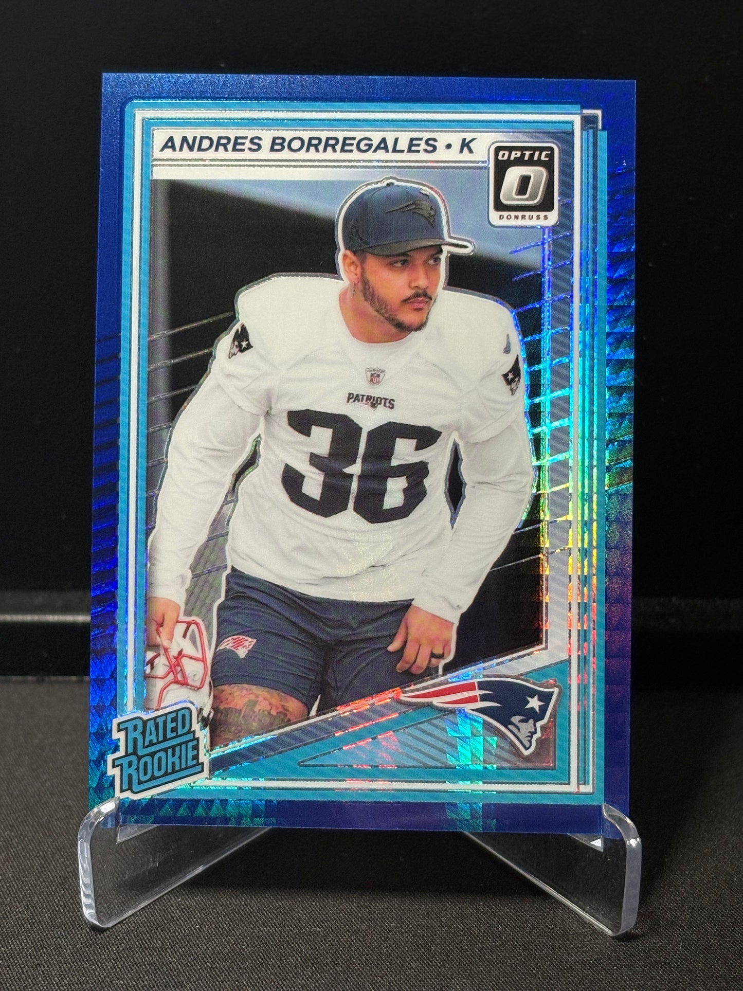Andres Borregales RC Donruss Optic 2025 "Blue Hyper" N.E Patriots