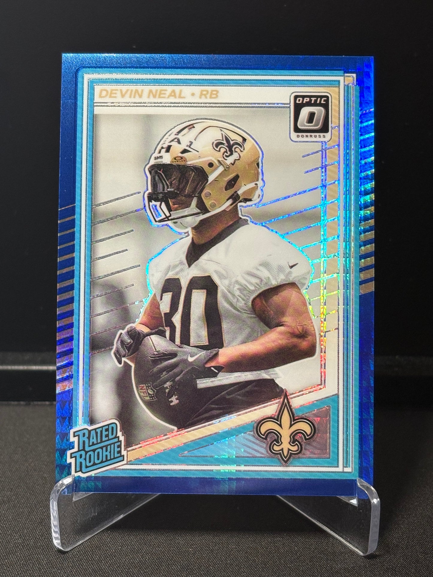 Devin Neal RC Donruss Optic 2025 "Blue Hyper" New Orleans Saints