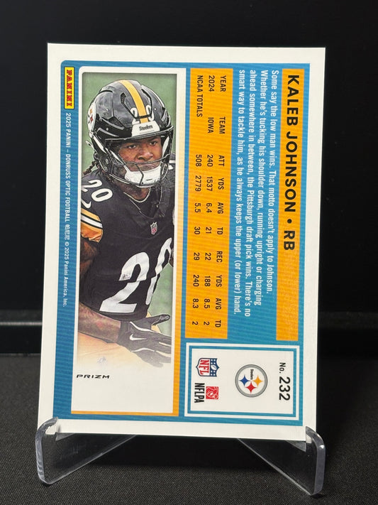 Kaleb Johnson RC Donruss Optic 2025 "Blue Hyper" Pittsburgh Steelers