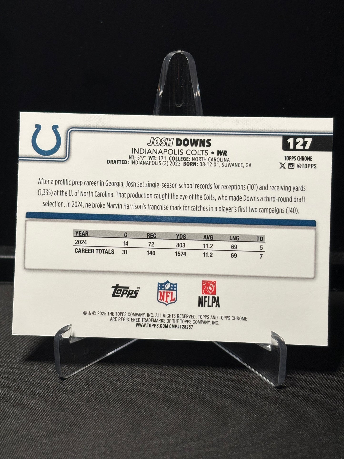 Josh Downs Topps Chrome 2026 "Leather" Indianapolis Colts