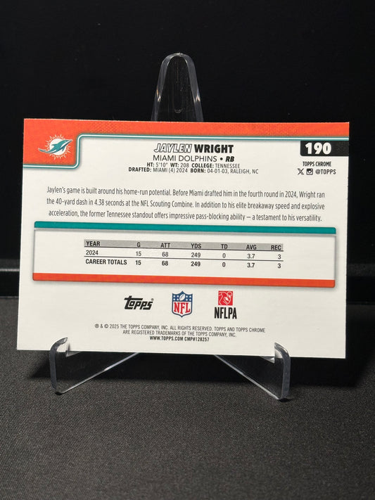Jaylen Wright Topps Chrome 2026 "Leather" Miami Dolphins