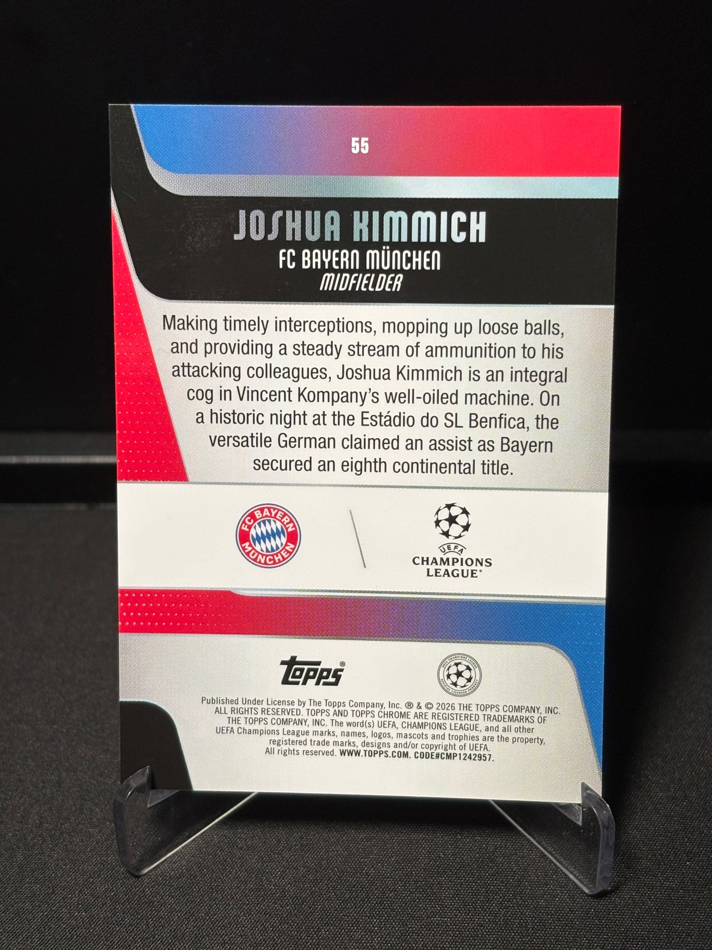 Joshua Kimmich Topps Chrome UCC 2026 "Purple Geometric /75" Bayern Munich