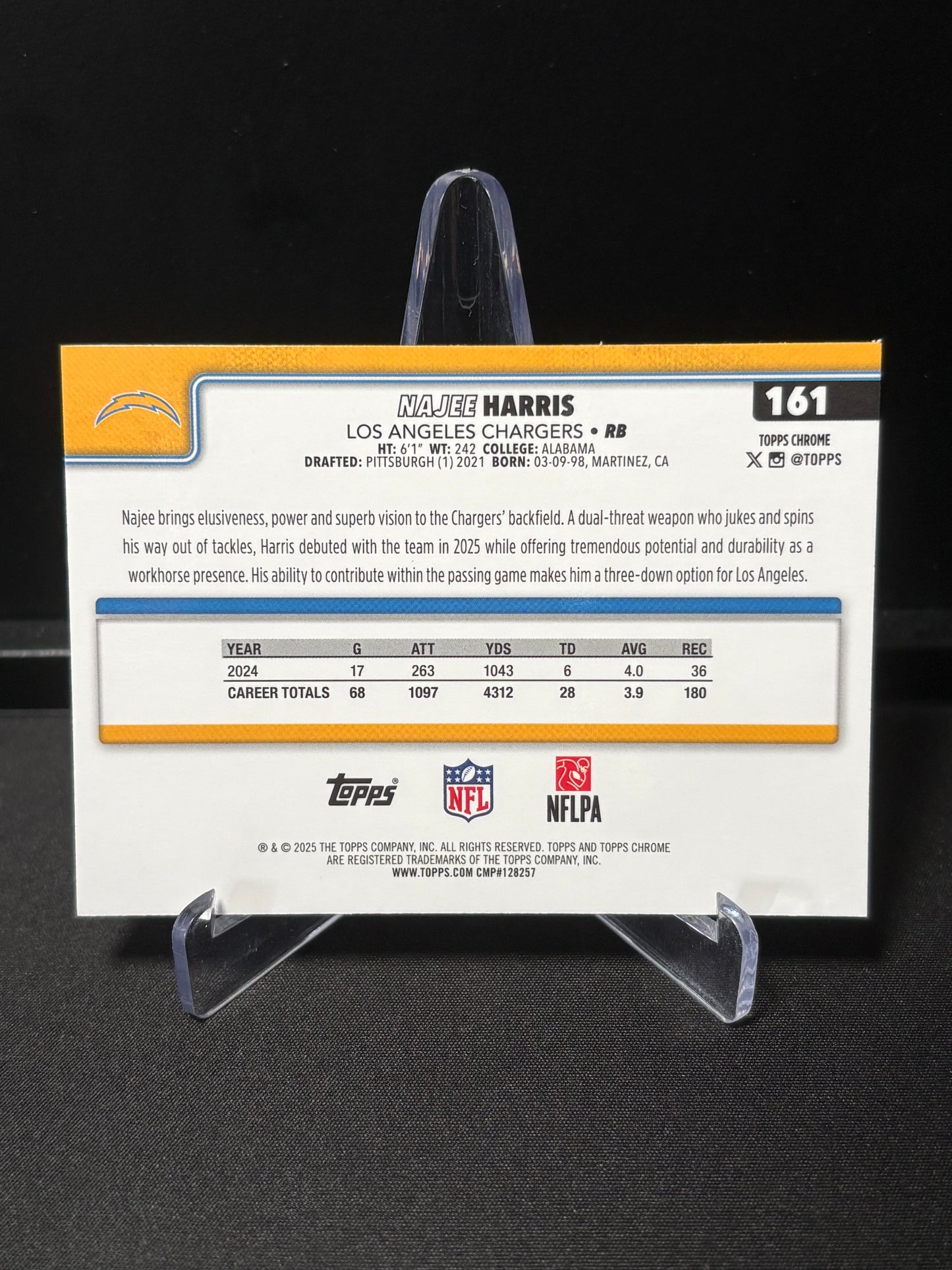 Najee Harris Topps Chrome 2026 "Purple Wave  /75" L.A Chargers