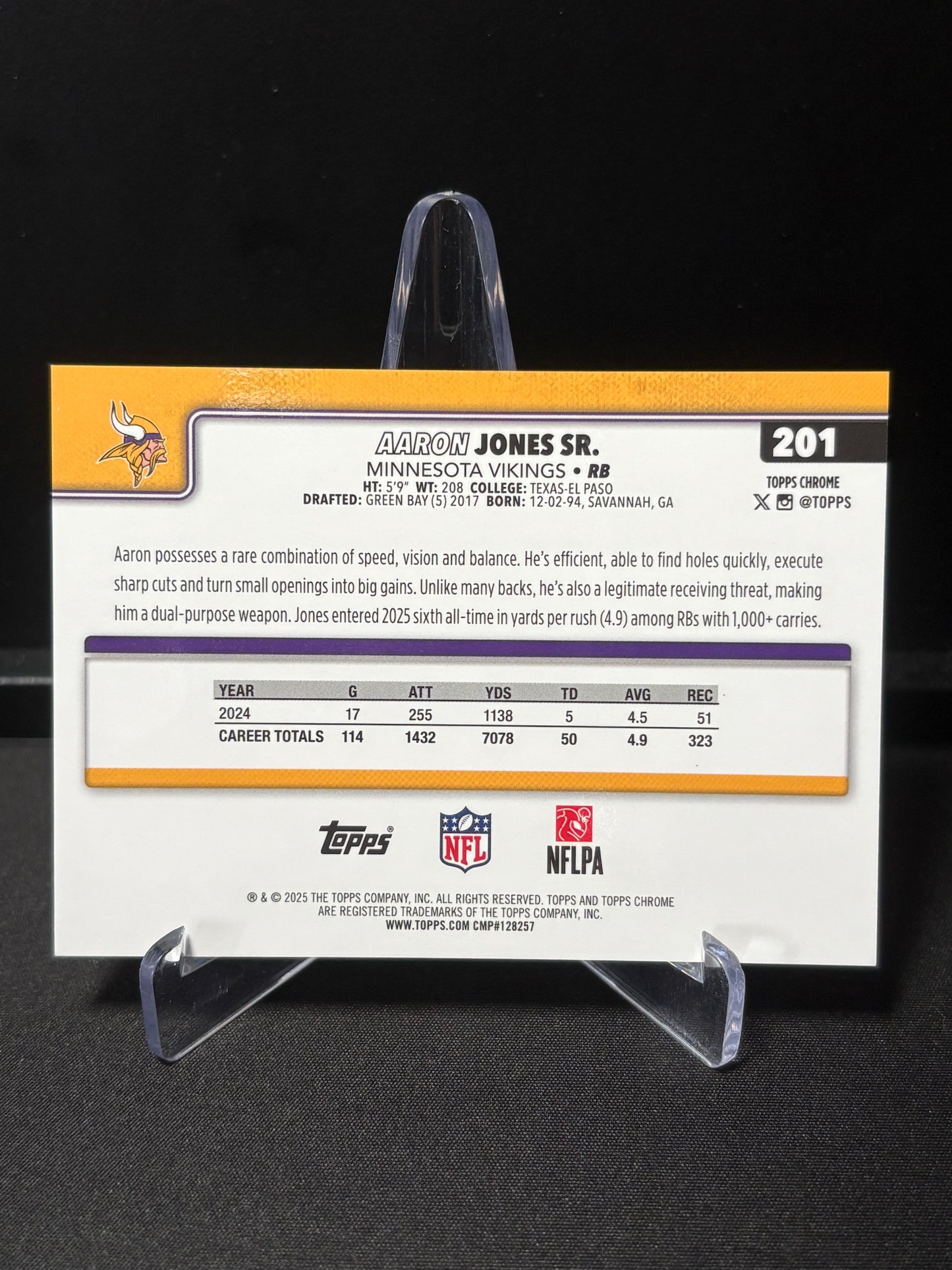 Aaron Jones Topps Chrome 2026 "White /30" Minnesota Vikings