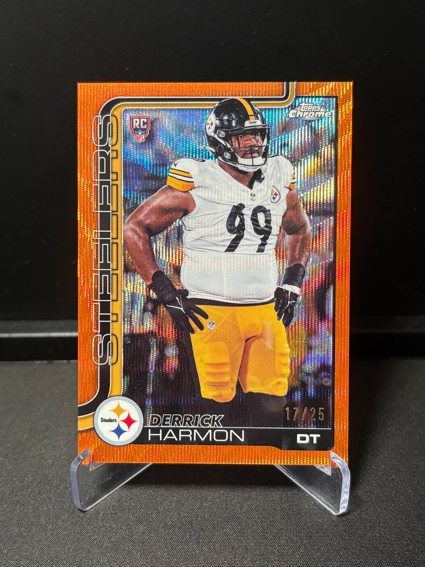 Derrick Harmon RC Topps Chrome 2026 "Orange Wave /25" Pittsburgh Steelers