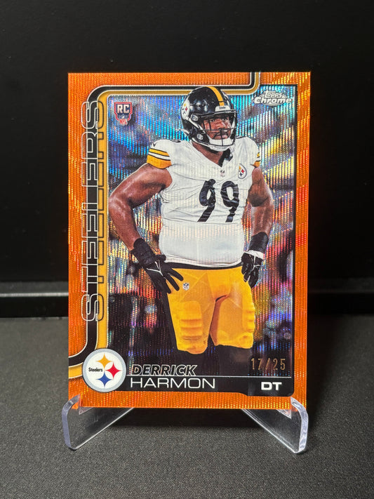 Derrick Harmon RC Topps Chrome 2026 "Orange Wave /25" Pittsburgh Steelers