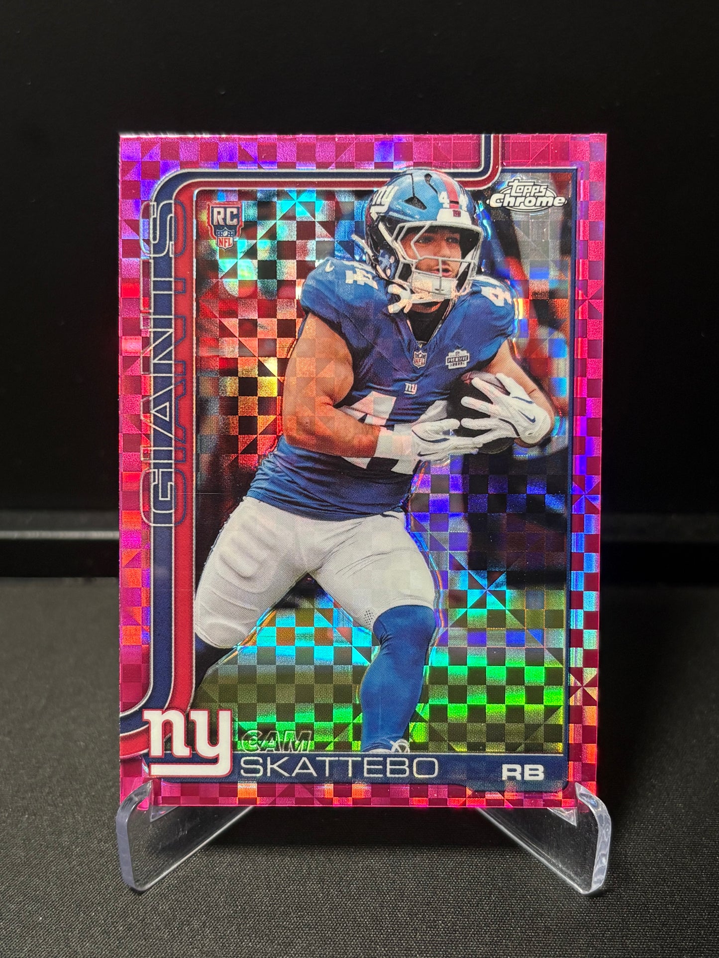 Cam Skattebo RC Topps Chrome 2026 "Pink X-Fractor" New York Giants