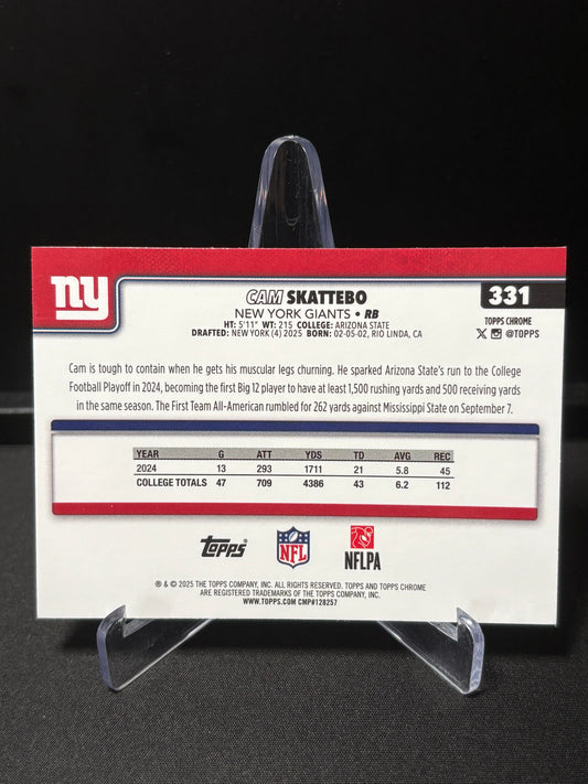Cam Skattebo RC Topps Chrome 2026 "X-Fractor" New York Giants